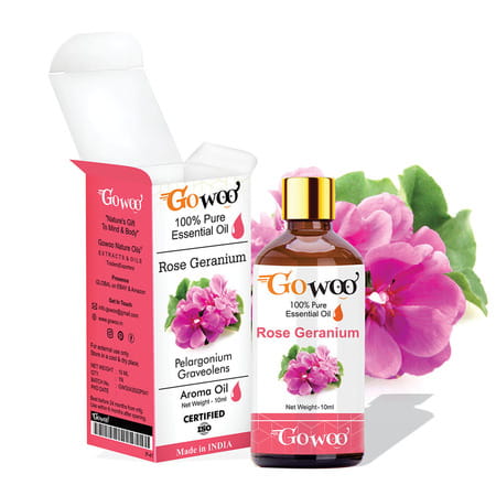 Pack Of 2 Rose Geranium Essential Oil & Papaya Seed Carrier Oil - Natural Therapeutic Cold Pressed