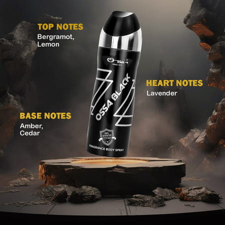 Ossa Black Body Spray | Ambery And Citrusy Notes | Deodorant For Men | 200 Ml