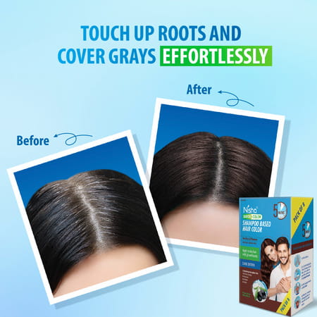 Nisha Quick Hair Color | 5 Minutes Shampoo Hair Colour Dark Brown 200Ml | 5 Weeks Long Lasting