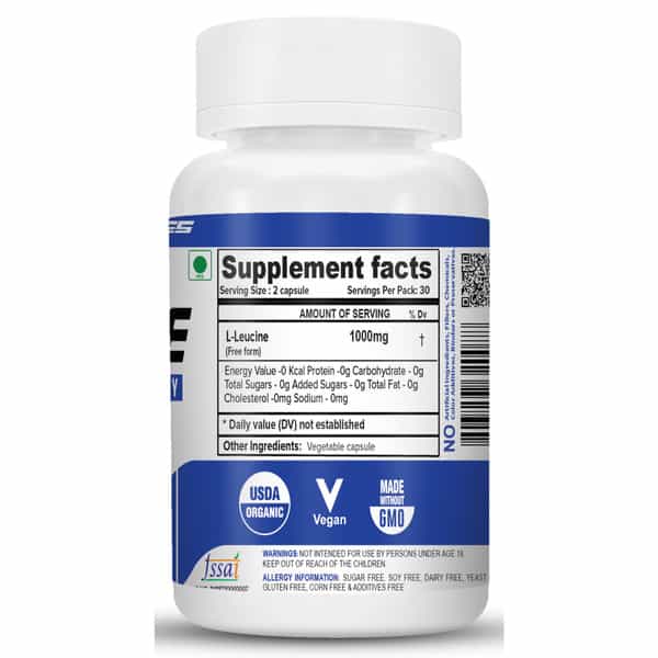 Nutrija L-Leucine 1000Mg Capsules | Lean Muscle Mass | Muscle Building & Strengthening (60 Capsule)