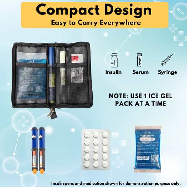 Outer Woods Insulin Cooler Wallet & 2 Ice Gel Packs | 4+ Hrs Cooling | Insulin Travel Pouch - Purple