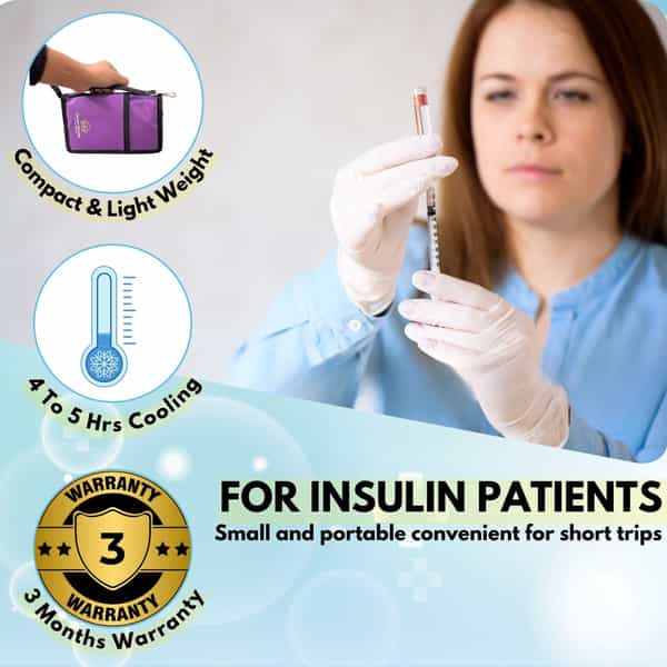 Outer Woods Insulin Cooler Wallet & 2 Ice Gel Packs | 4+ Hrs Cooling | Insulin Travel Pouch - Purple