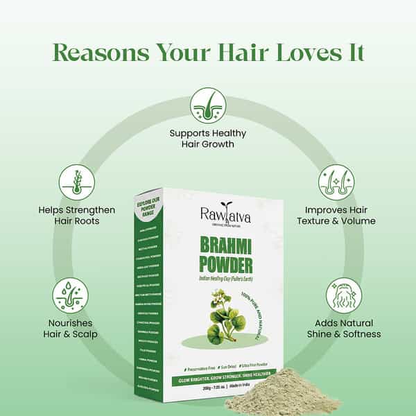 Raw Tatva Brahmi Powder For Hair Growth & Scalp Nourishment | All Hair Types | 200G