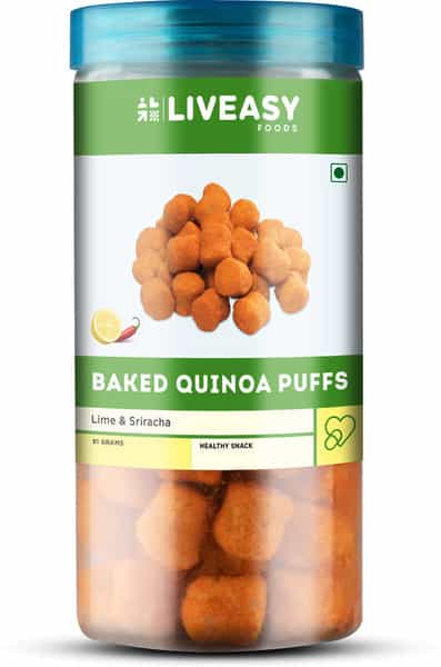 Liveasy Foods Baked Quinoa Puffs Lime & Sriracha Jar Of 91Gm