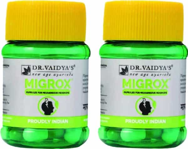 Dr. Vaidya's Migrox Capsules Ayurvedic Headache & Migraine Medicine - Pack Of 2 ( 30 Capsules X 2)