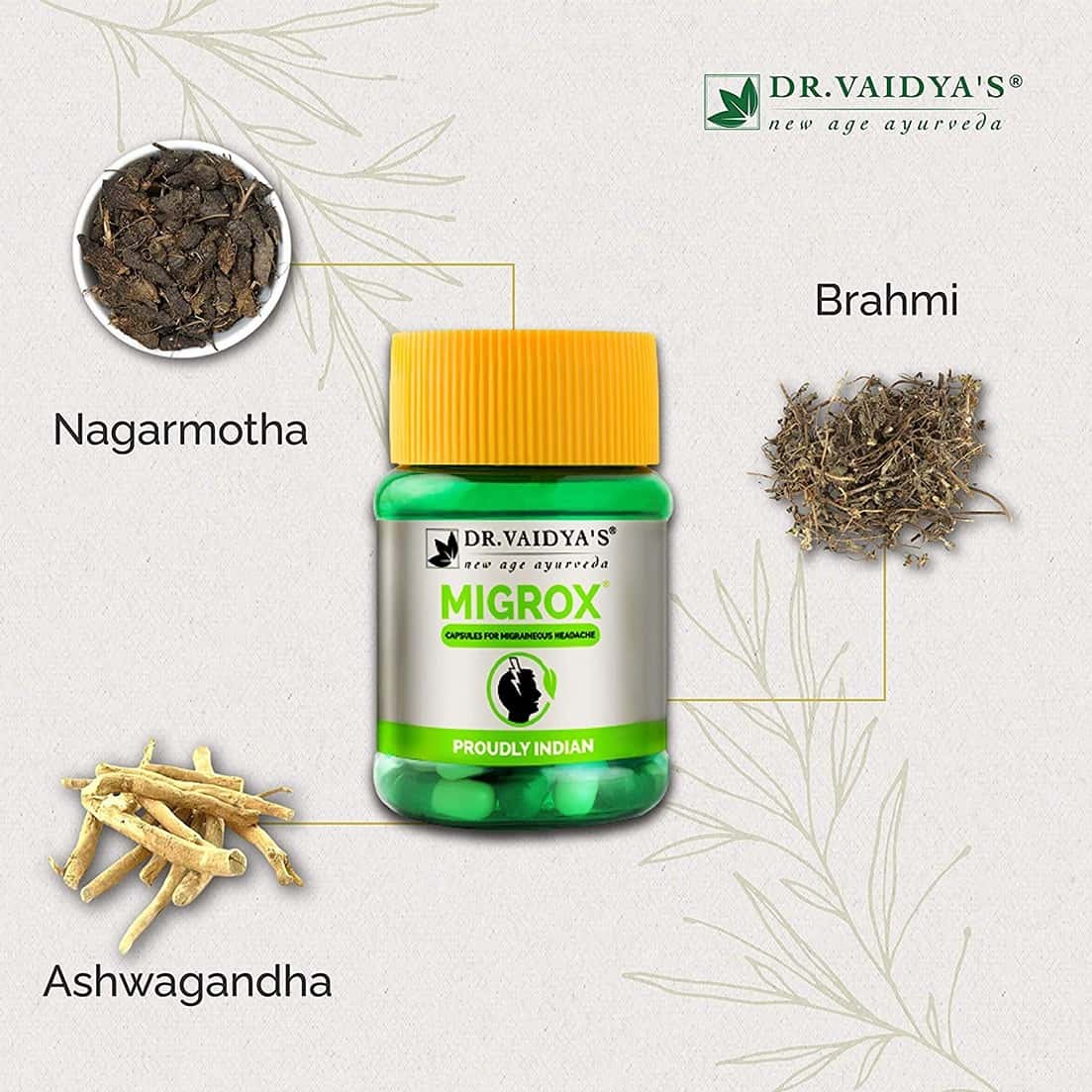 Buy DR. VAIDYA'S MIGROX CAPSULES AYURVEDIC HEADACHE & MIGRAINE MEDICINE