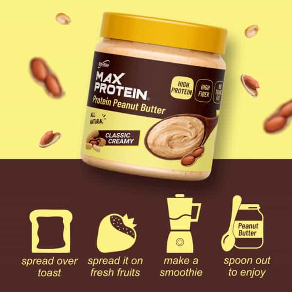 Max Protein Peanut Spread - Classic Creamy [340 Gm] - Pack Of 1