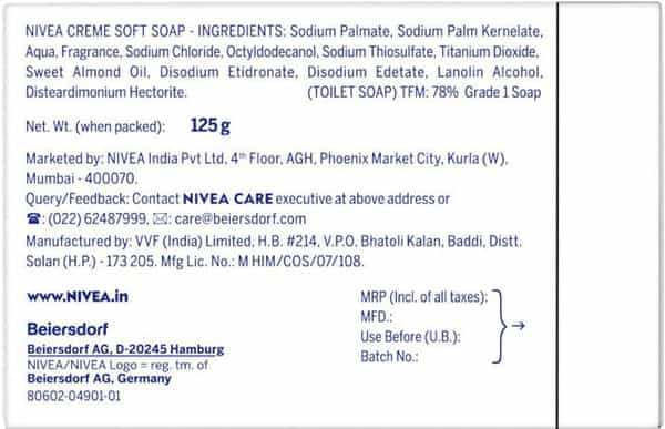 Nivea Soap Creame Soft - 125G*4 (Buy2get2 Free)