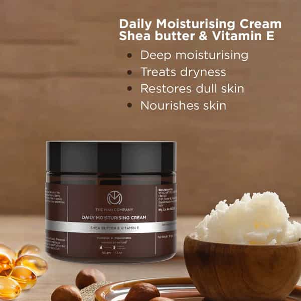 The Man Company Daily Moisturising Cream With Shea Butter And Vitamin E For All Skin Types - 50 Gm