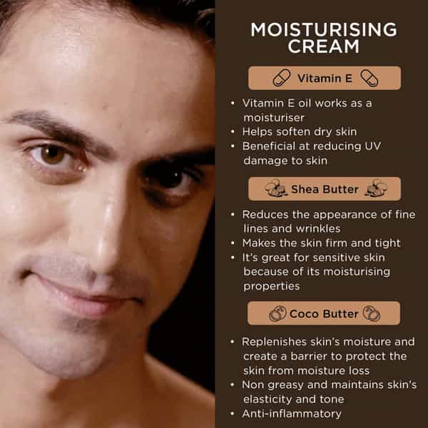 The Man Company Daily Moisturising Cream With Shea Butter And Vitamin E For All Skin Types - 50 Gm
