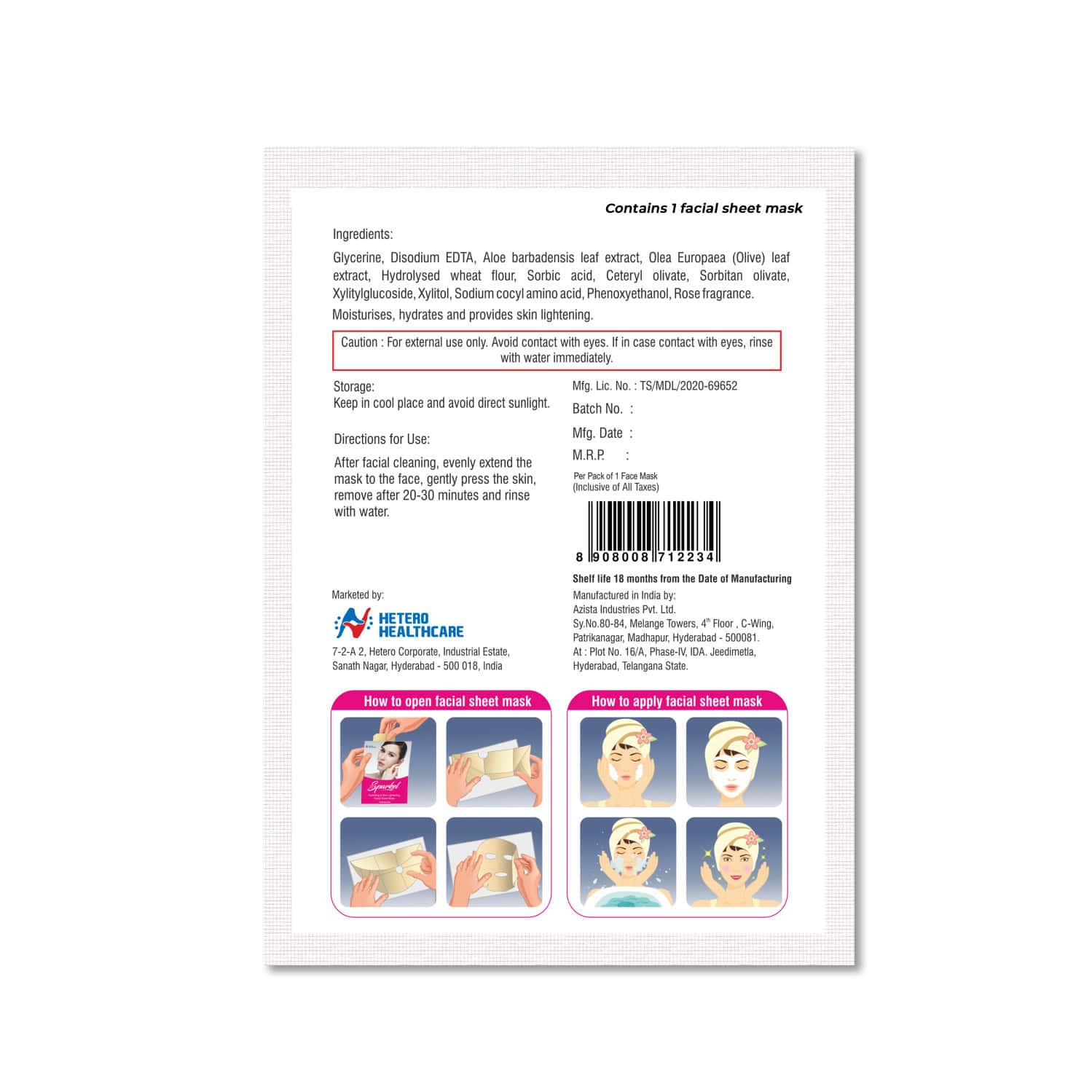 Buy SPARKEL HYDRATING & SKIN LIGHTENING FACE SHEET MASK PACK OF 12