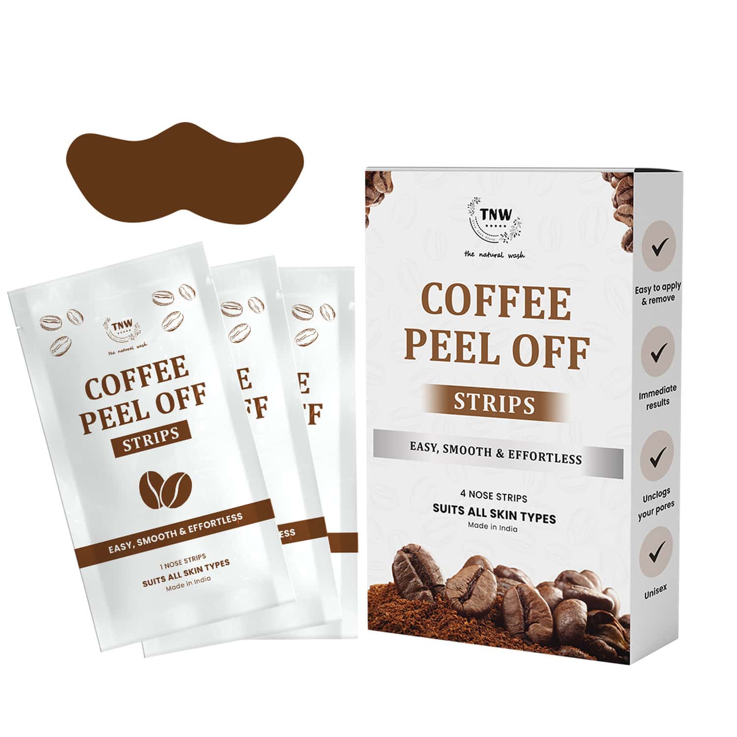Tnw The Natural Wash Coffee Peel Off Nose Strips For Blackheads & Whiteheads | With Coffee