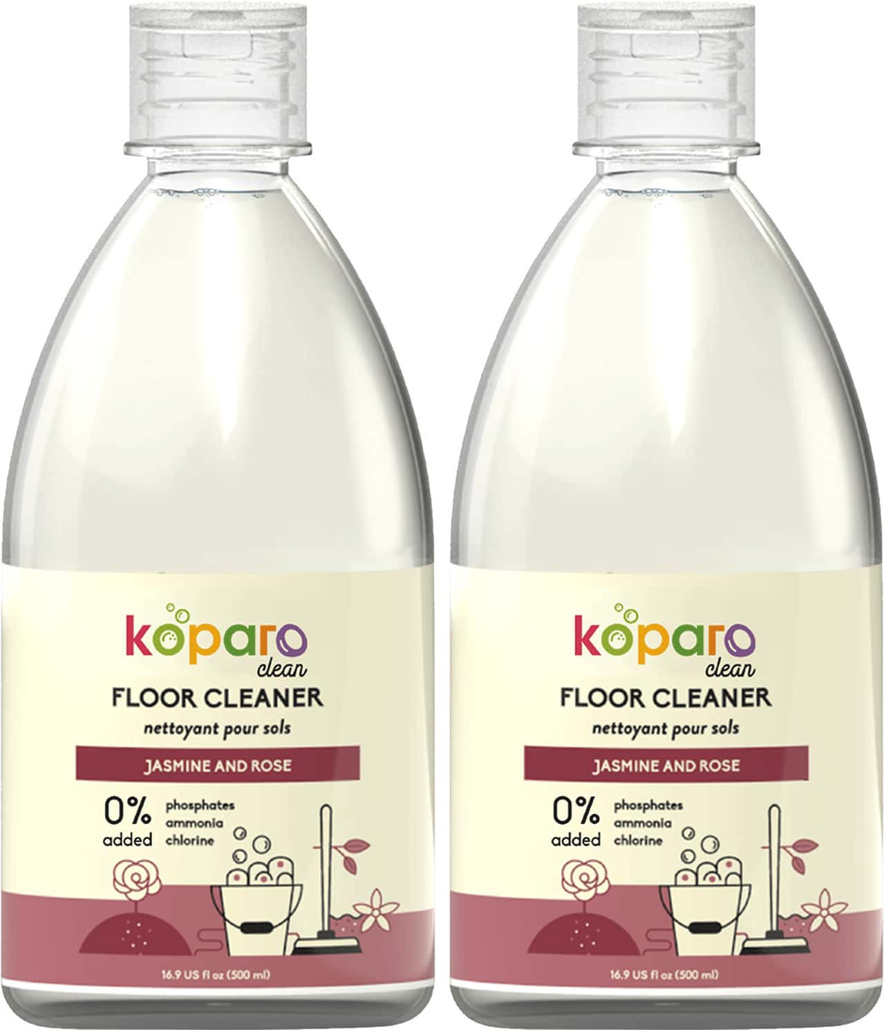Koparo Floor Cleaner Infused With Teatree Oil, Jasmine & Rose, Baby Safe & Pet-Friendly - 500 Ml X 2