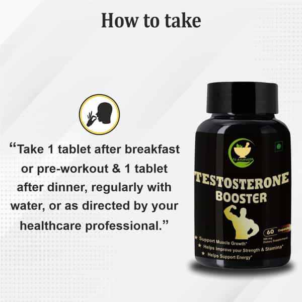 Fij Ayurveda Testosterone Booster Capsule Supports Bodybuilding & Muscle Growth - 60 Capsules