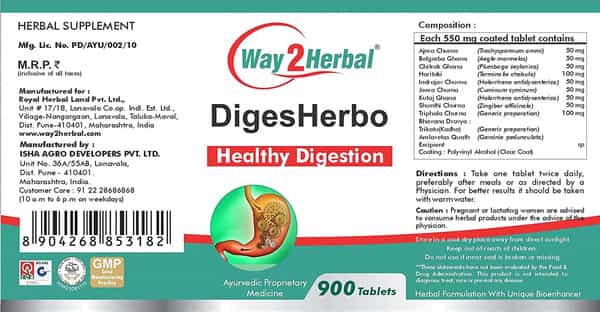 Way2herbal Digesherbo - 900 Tablets
