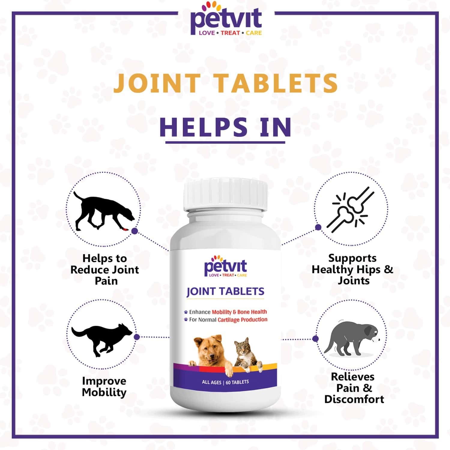Buy PETVIT JOINTCARTILAGE SUPPLEMENT WITH GLUCOSAMINE COLLAGEN