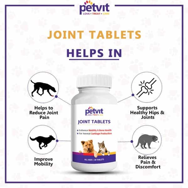 Petvit Joint-Cartilage Supplement With Glucosamine Collagen & Hyaluronic Acid For Dogs And Cats -60