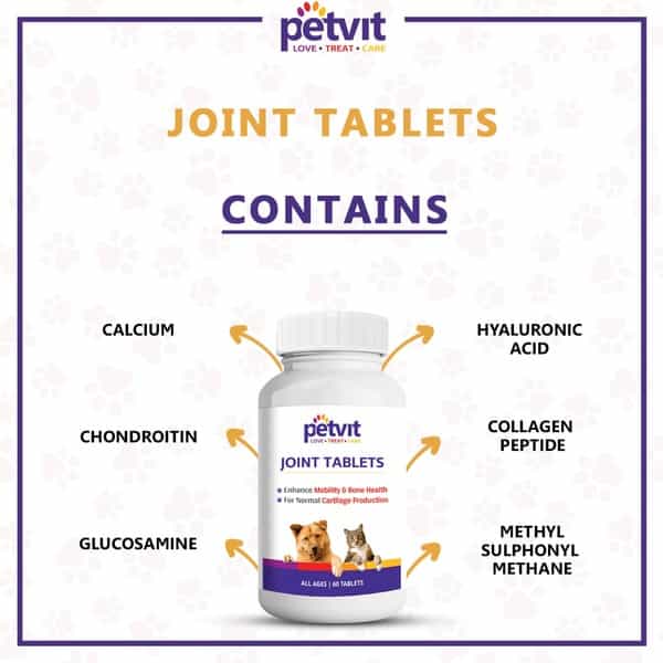Petvit Joint-Cartilage Supplement With Glucosamine Collagen & Hyaluronic Acid For Dogs And Cats -60