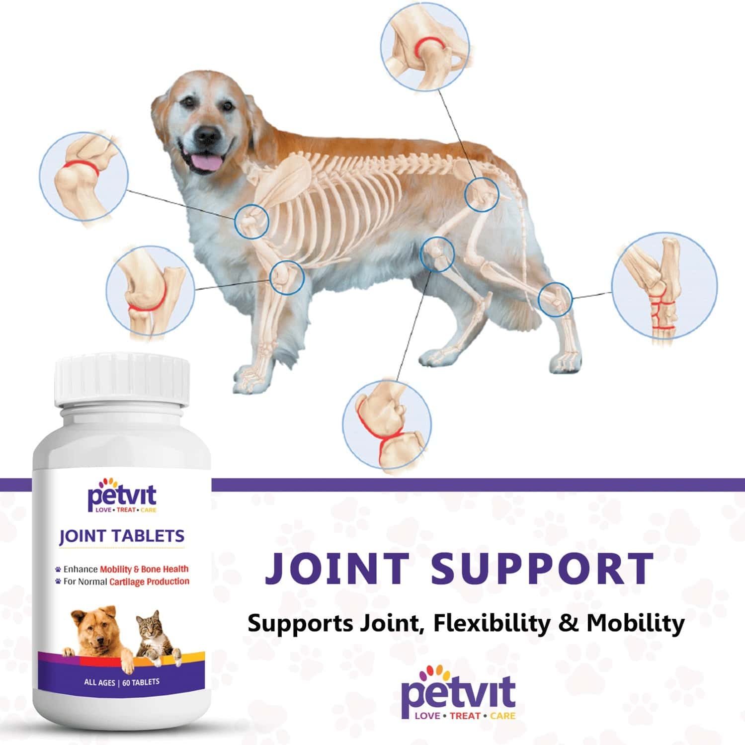 Buy PETVIT JOINTCARTILAGE SUPPLEMENT WITH GLUCOSAMINE COLLAGEN