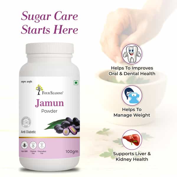 Four Seasons Jamun Powder 100Gm | Seed Powder | Good For Diabetes | Manage Blood Sugar (Pack Of 3)