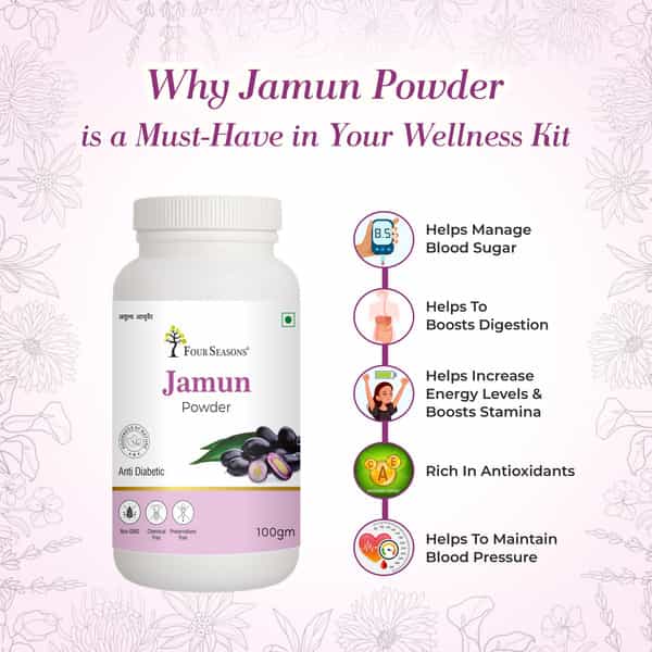 Four Seasons Jamun Powder 100Gm | Seed Powder | Good For Diabetes | Manage Blood Sugar (Pack Of 3)