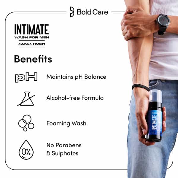 Bold Care Aqua Rush Foaming Intimate Wash For Men (120 Ml) With Tea Tree Oil | Aloe Vera - Pack Of 1
