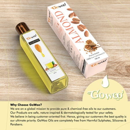 Go Woo 100% Pure Almond Oil (Prunus Dulcis) Virgin Therapeutic Grade Cold Pressed 100 Ml