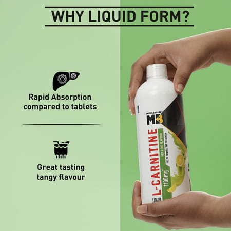 Muscleblaze Liquid L - Carnitine 1100Mg (Key Lime | 300Ml | 20 Servings) | Converts Fat Into Energy