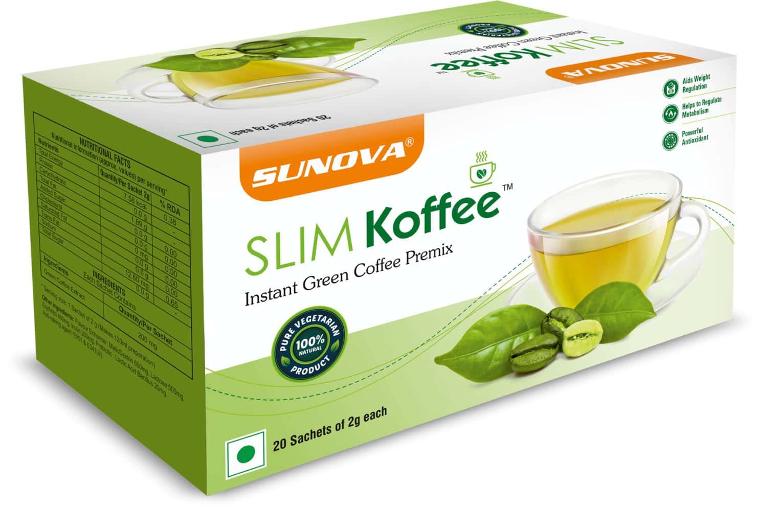 Buy SUNOVA SLIM KOFFEE - INSTANT GREEN COFFEE PREMIX - POWERFUL