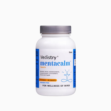 Vedistry Mentacalm Tablets | Ayurvedic Support For Stress | Anxiety & Mental Calmness- 90 Tablets