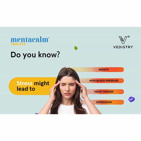 Vedistry Mentacalm Tablets | Ayurvedic Support For Stress | Anxiety & Mental Calmness- 90 Tablets