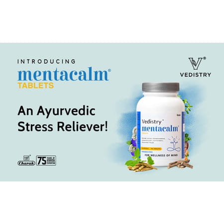 Vedistry Mentacalm Tablets | Ayurvedic Support For Stress | Anxiety & Mental Calmness- 90 Tablets