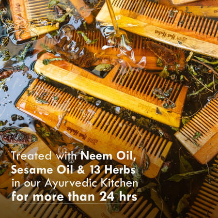 Nat Habit Kacchi Neem Comb | Wooden Comb For Hair Growth (Fine Tooth)