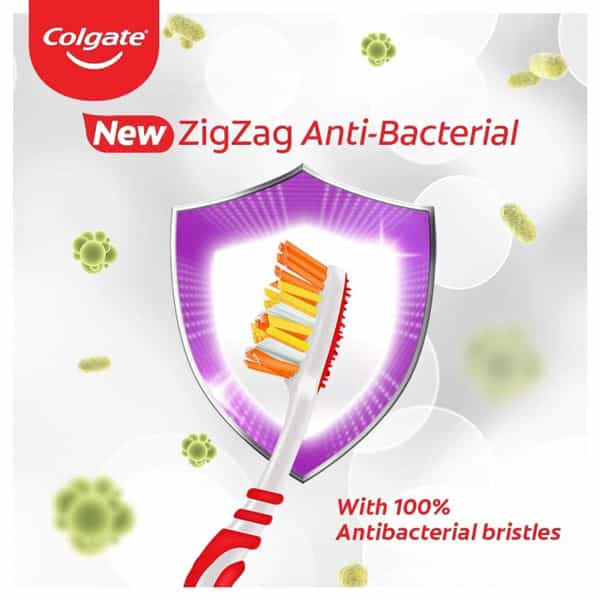 Colgate Zigzag Anti-Bacterial Manual Toothbrush For Adults - Soft (Multicolor | Pack Of 6)