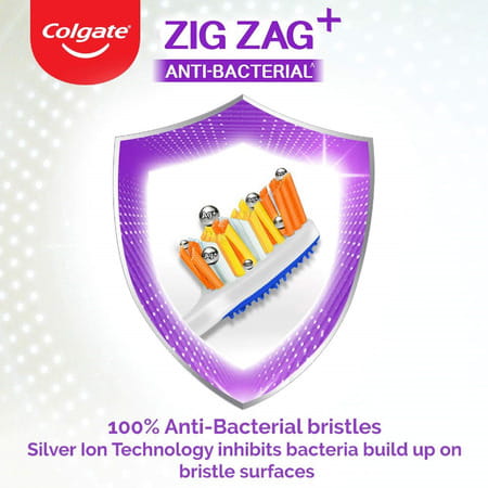Colgate Zigzag Anti-Bacterial Manual Toothbrush For Adults - Soft (Multicolor | Pack Of 6)