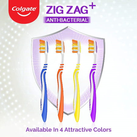 Colgate Zigzag Anti-Bacterial Manual Toothbrush For Adults - Soft (Multicolor | Pack Of 6)