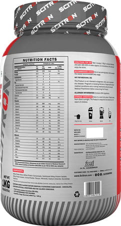 Scitron Advanced Whey Protein (28+ Servings, 25.5g Protein, 6g Bcaas), 2.2lbs (1kg) (Milk Chocolate)