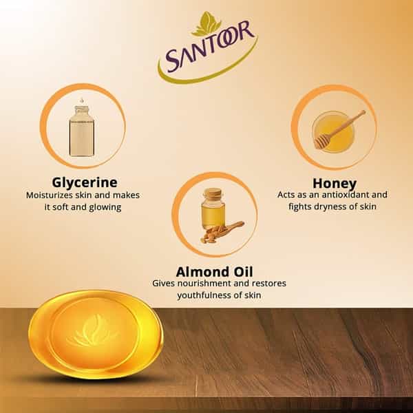 Santoor Pureglo Glycerine Soap (Buy 2 Get 1 Free) - 375 Gm