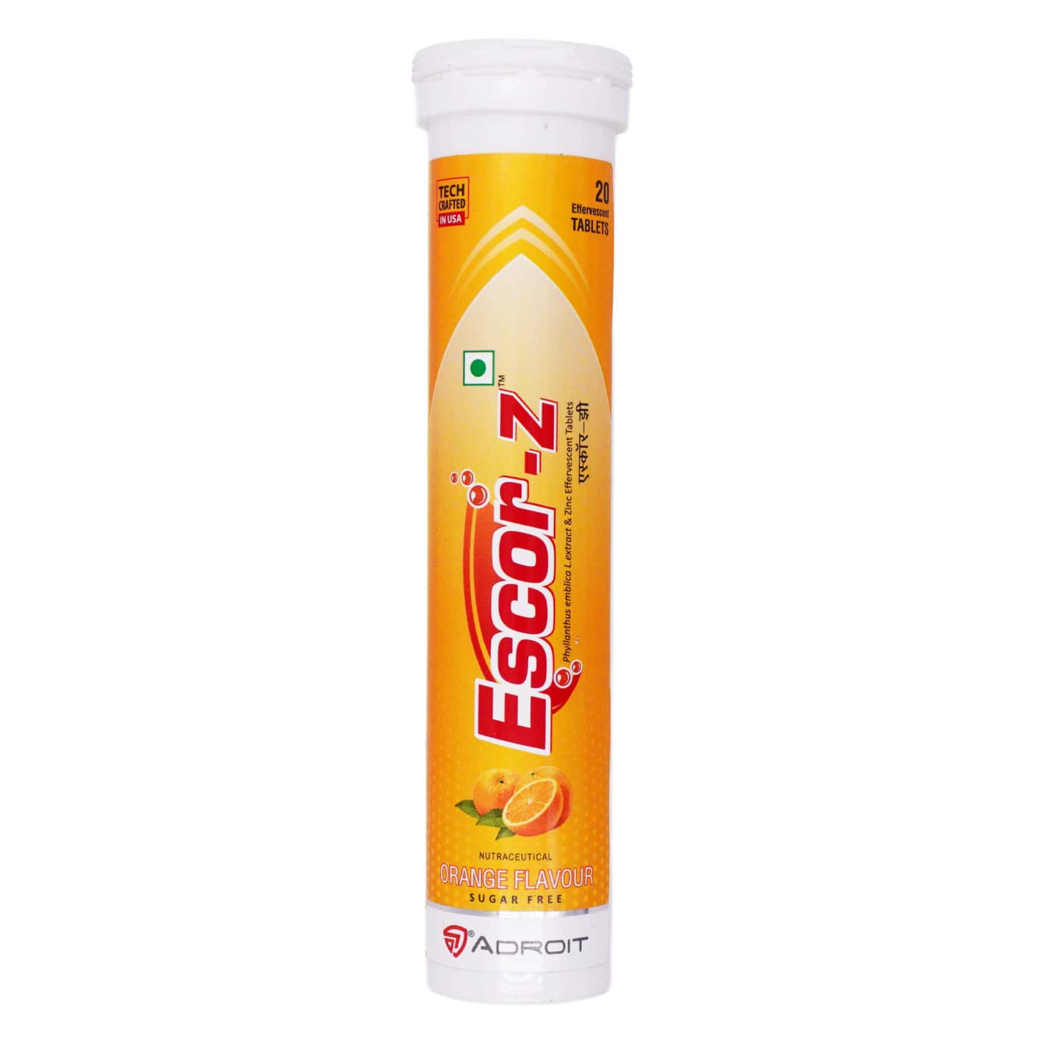 Escor Z Orange Flavour Sugar Free Bottle Of 20 Effervescent Tablets