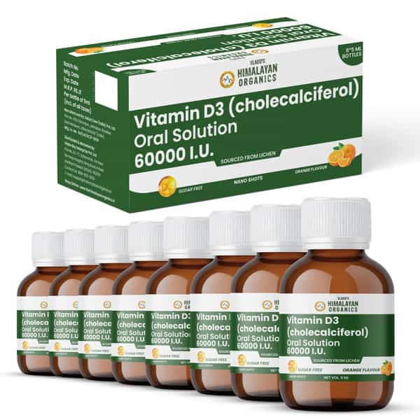 Vlado's Himalayan Organics Vitamin D3 60000 Iu Shots | Unisex | Orange | 5Ml Each - (Pack Of 8)
