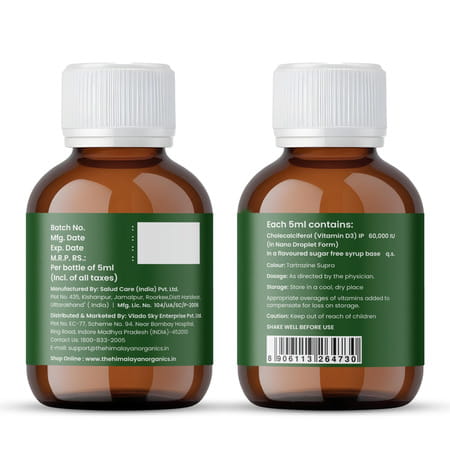 Vlado'S Himalayan Organics Vitamin D3 60000 Iu Shots | Unisex | Orange | 5ml Each - (Pack Of 8)