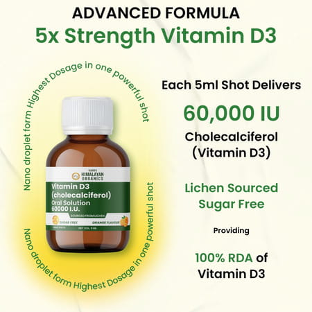 Vlado'S Himalayan Organics Vitamin D3 60000 Iu Shots | Unisex | Orange | 5ml Each - (Pack Of 8)