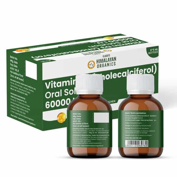 Vlado's Himalayan Organics Vitamin D3 60000 Iu Shots | Unisex | Orange | 5Ml Each - (Pack Of 8)