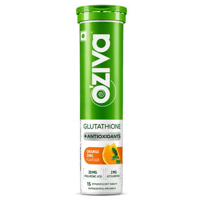 oziva glutathione Bioactive Gluta Fizzy (L-Glutathione)| Reduce Cellular Damage On Skin- Orange 15 Tabs color:White BPC-157 + TB 500 chitosan-supplement