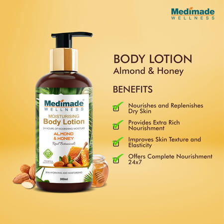 Medimade Almond And Honey Moisturising Body Lotion - 300 Ml X 2 ( Pack Of 2 )