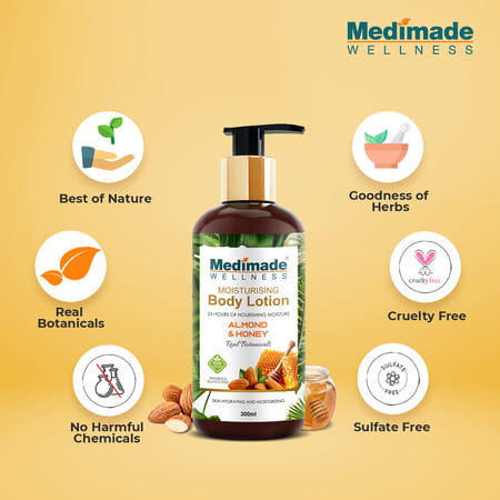 Medimade Almond And Honey Moisturising Body Lotion - 300 Ml X 2 ( Pack Of 2 )