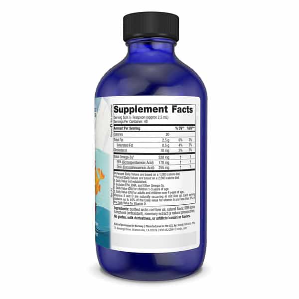 Nordic Naturals Childrens Dha Omega 3 Arctic Cod Liver Oil Fish Oil For Kids 530Mg Strawberry 119Ml