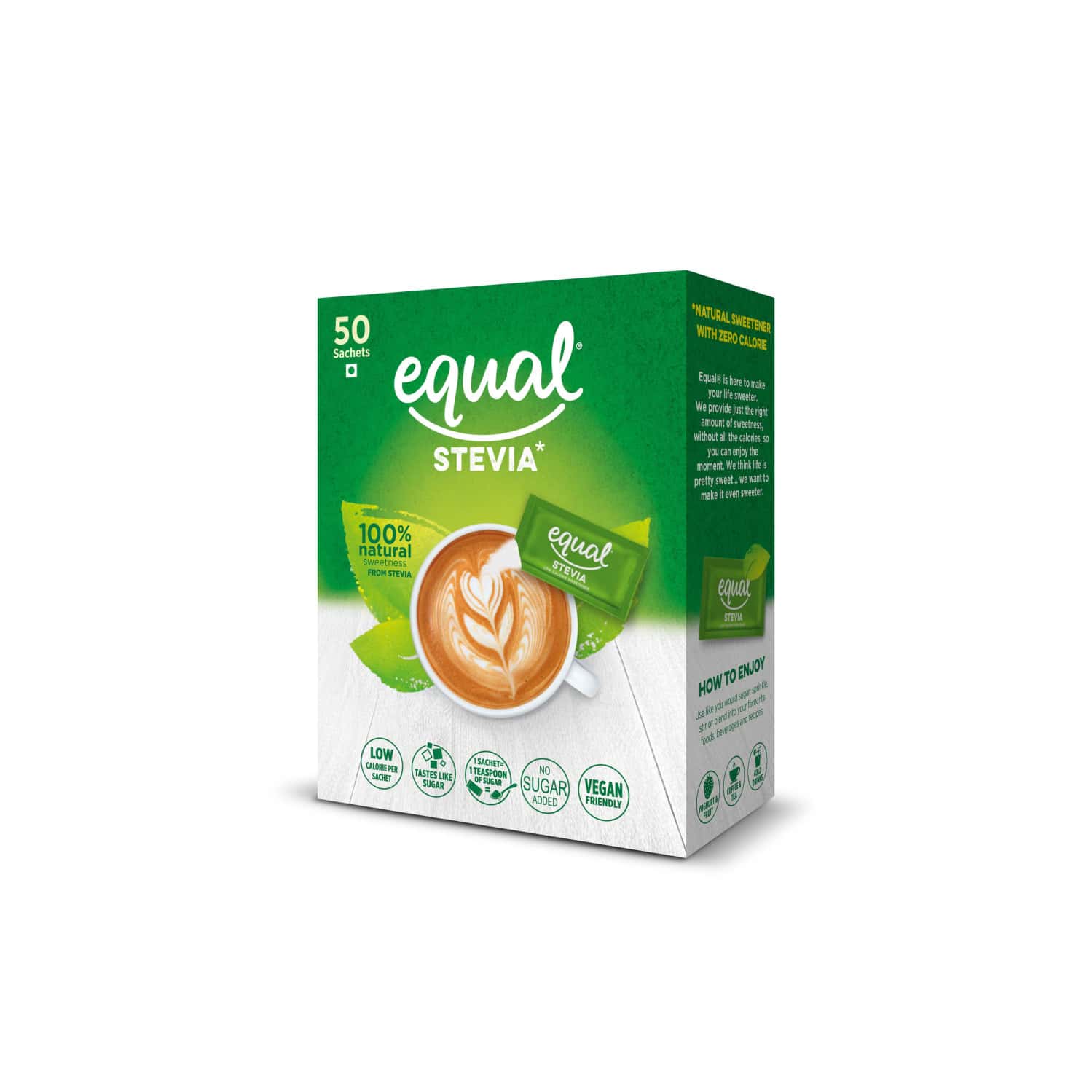 Buy EQUAL STEVIA NATURAL SWEETENER, SUGAR FREE, 50 SACHET Online & Get