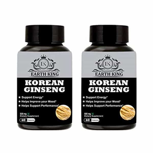 Earth King Korean Ginseng Capsule | Red Ginseng | Root Extract - 500Mg 60 Each Capsules (Pack Of 2)