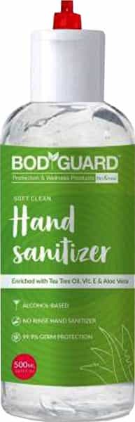 Bodyguard Alcohol Based Hand Sanitizer With Enriched Tea Tree Oil Vitamin E And Aloe Vera - 500Ml